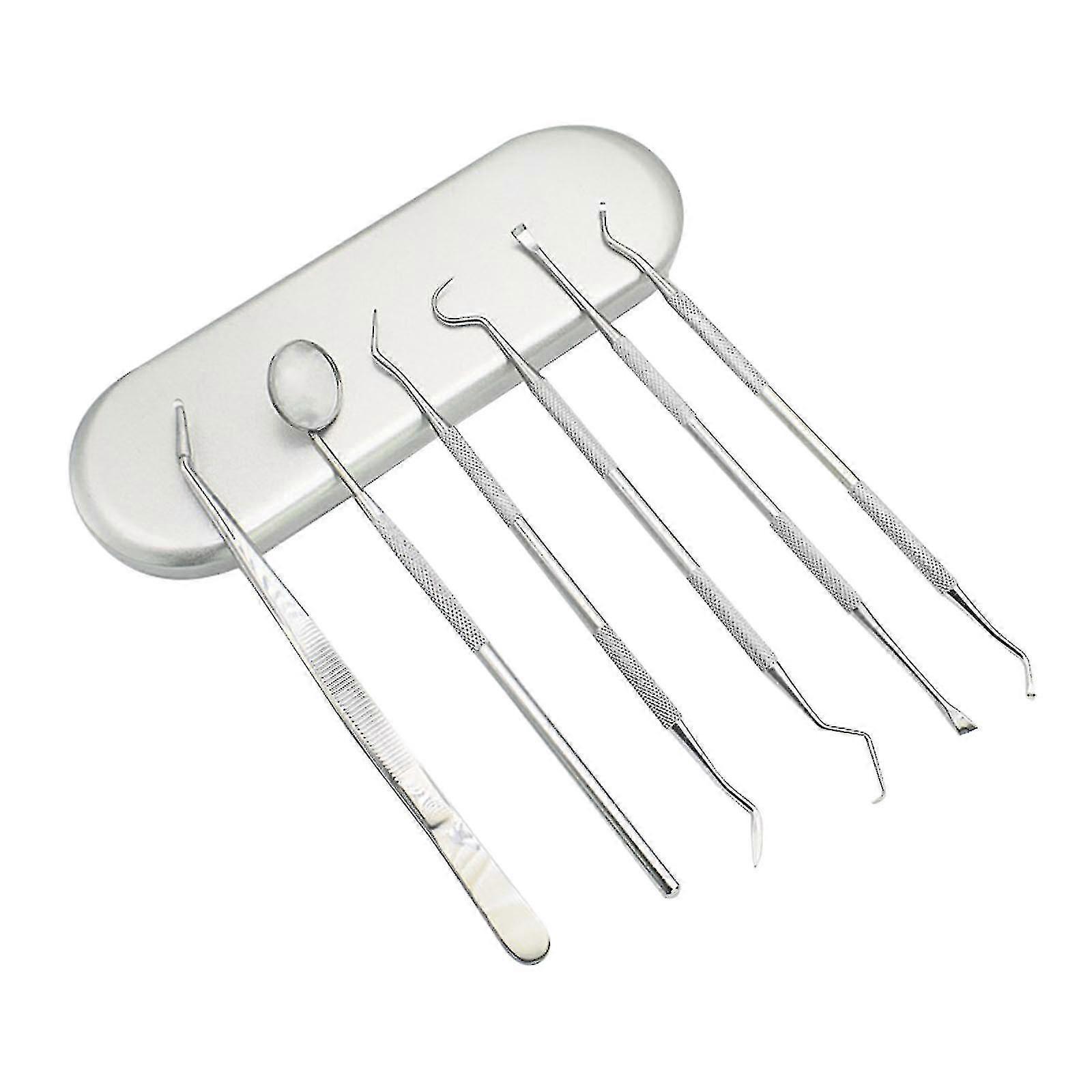 Stainless Steel 6-piece Set To Assist The Use Of Tweezers, Mouth Mirror Probe Tool