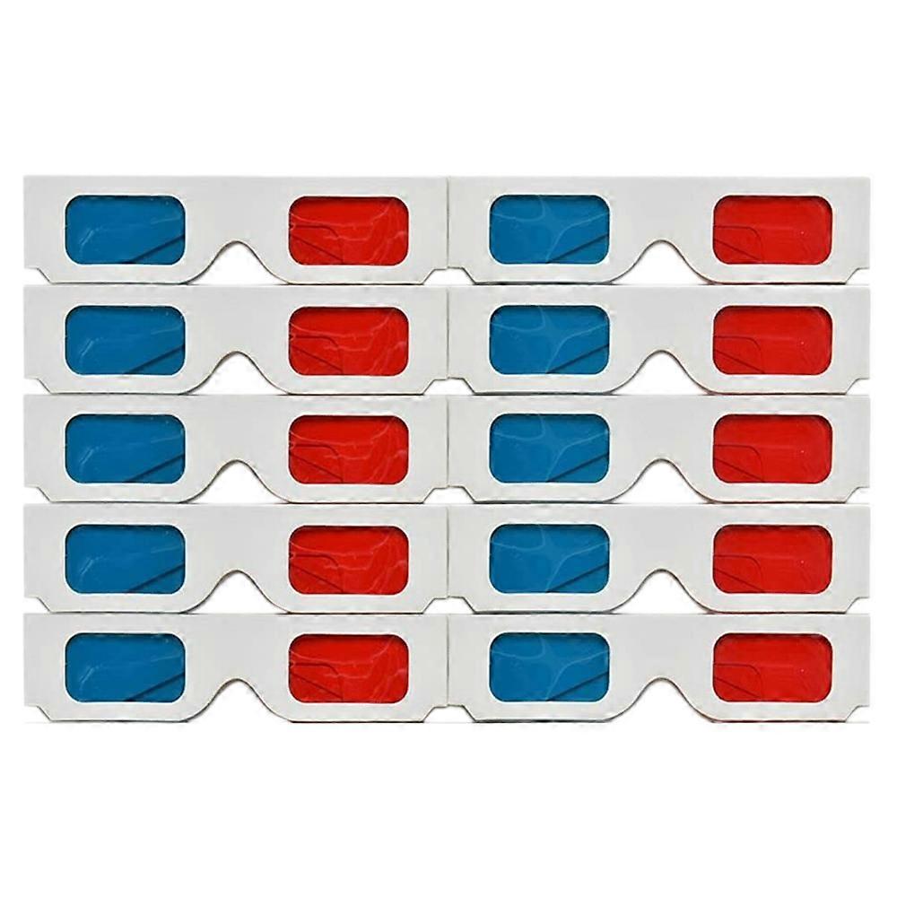 3D Glasses, 10 Pairs Red and Blue Paper Stereo Lenses for Set Anaglyph Paper 3D Glasses