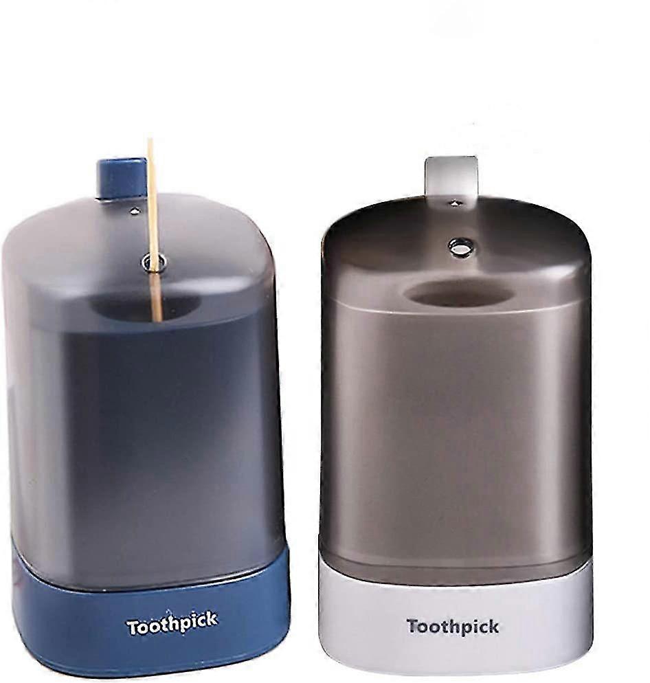 2 pack automatic toothpick holder dispenser(blue  white)