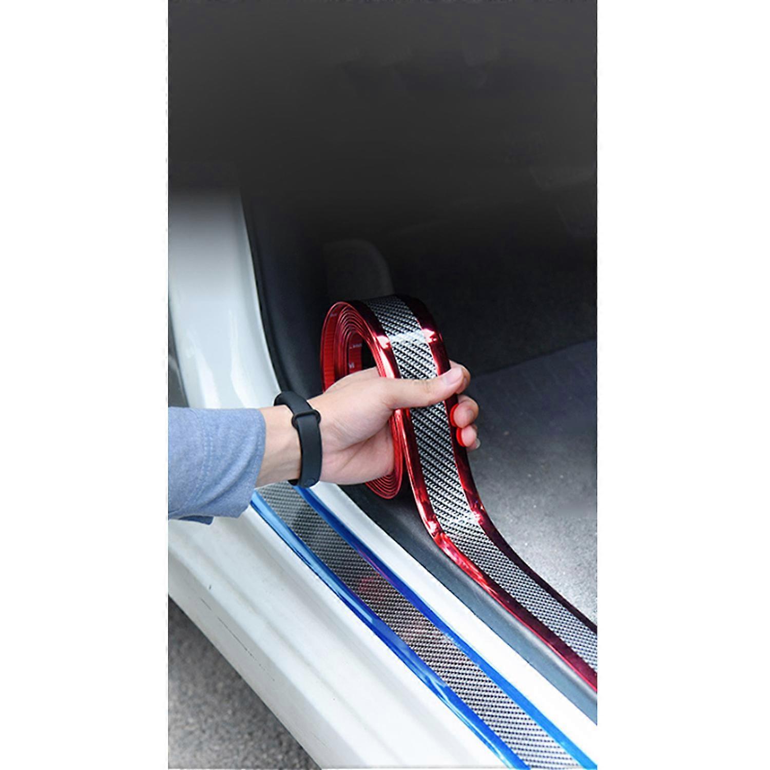 Car Trunk Strip Rear Bumper Strip Edge Protection Doors Auto Rear Trunk Sill Scuff Plate Anti-Cumb Rubber Strip for Cars (Red Bilateral)