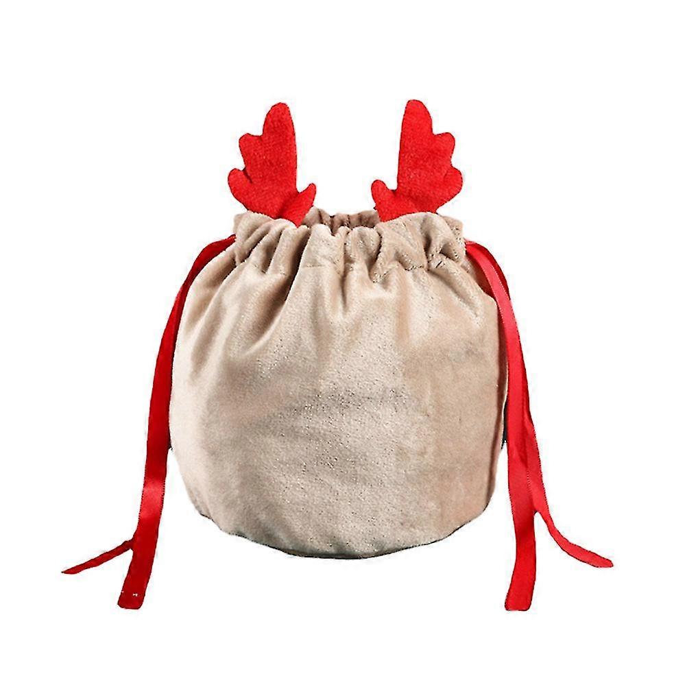 Christmas Antler Gift Drawstring Bag - Festive Packaging Pouch YX