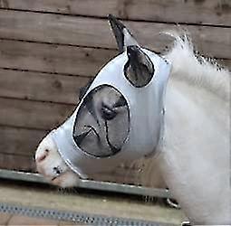 Ruggles Shetland Miniature Section A Pull On Fly Mask With Ears | Stretch Lycra | Horse & Pony Eye Protection (Std Shet, Pale Grey)