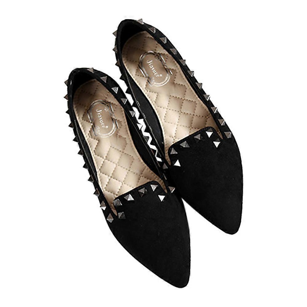 Rivetto Flat Plus Size Low-cut Fluff Pointed Thin Shoes