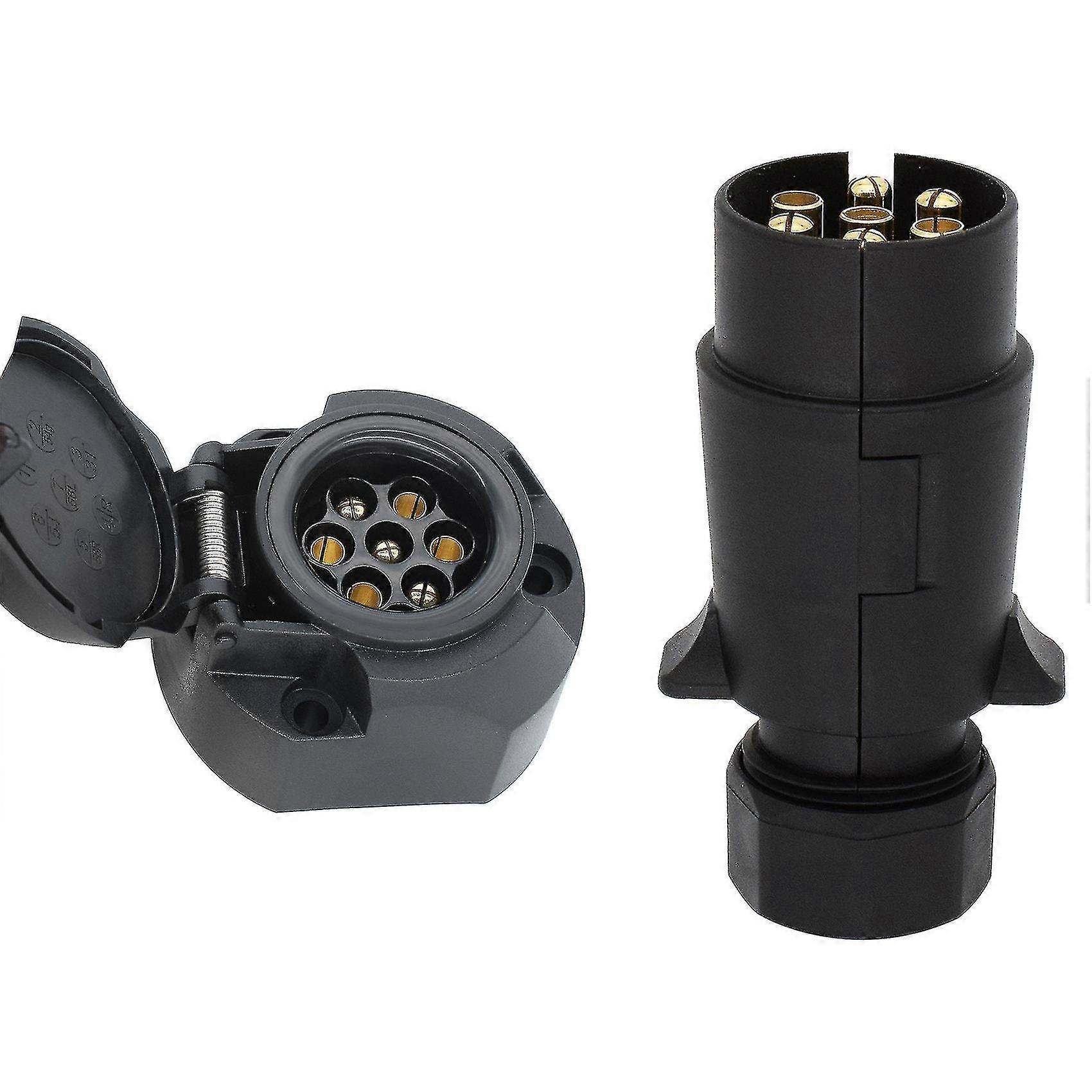 7 Pin European Trailer Socket+plug Tow Bar Connector Adapter For Car Rv Truck Boat Caravans Transfe