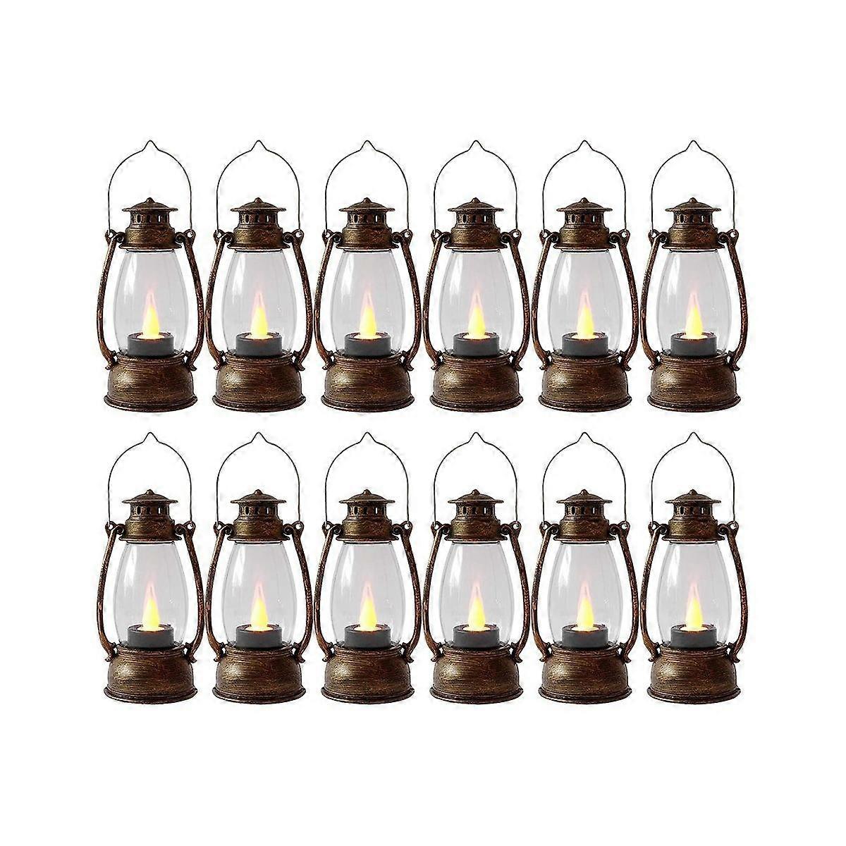 Vintag Candle Lanterns for Indoors 12Pcs Mini Lantern with Flicker Candles Small Hanging Lanterns f