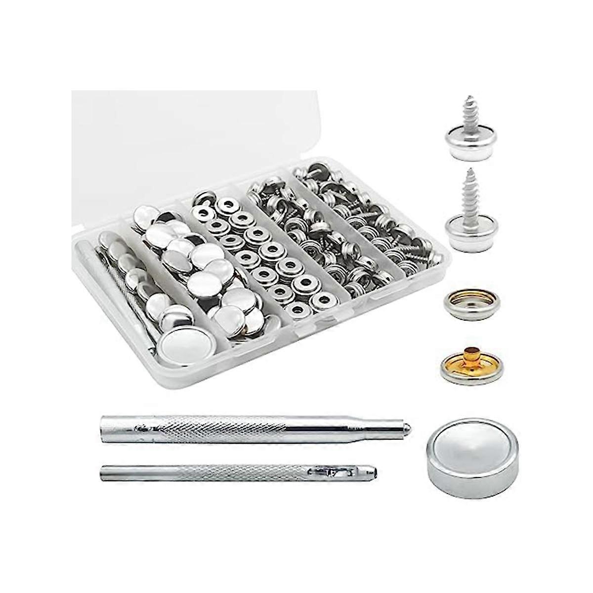 Canvas Snap Kit, 40 Sets Marine Grade Boat Cover Snap Snap Fasteners Stainless Steel Snap Kit for B