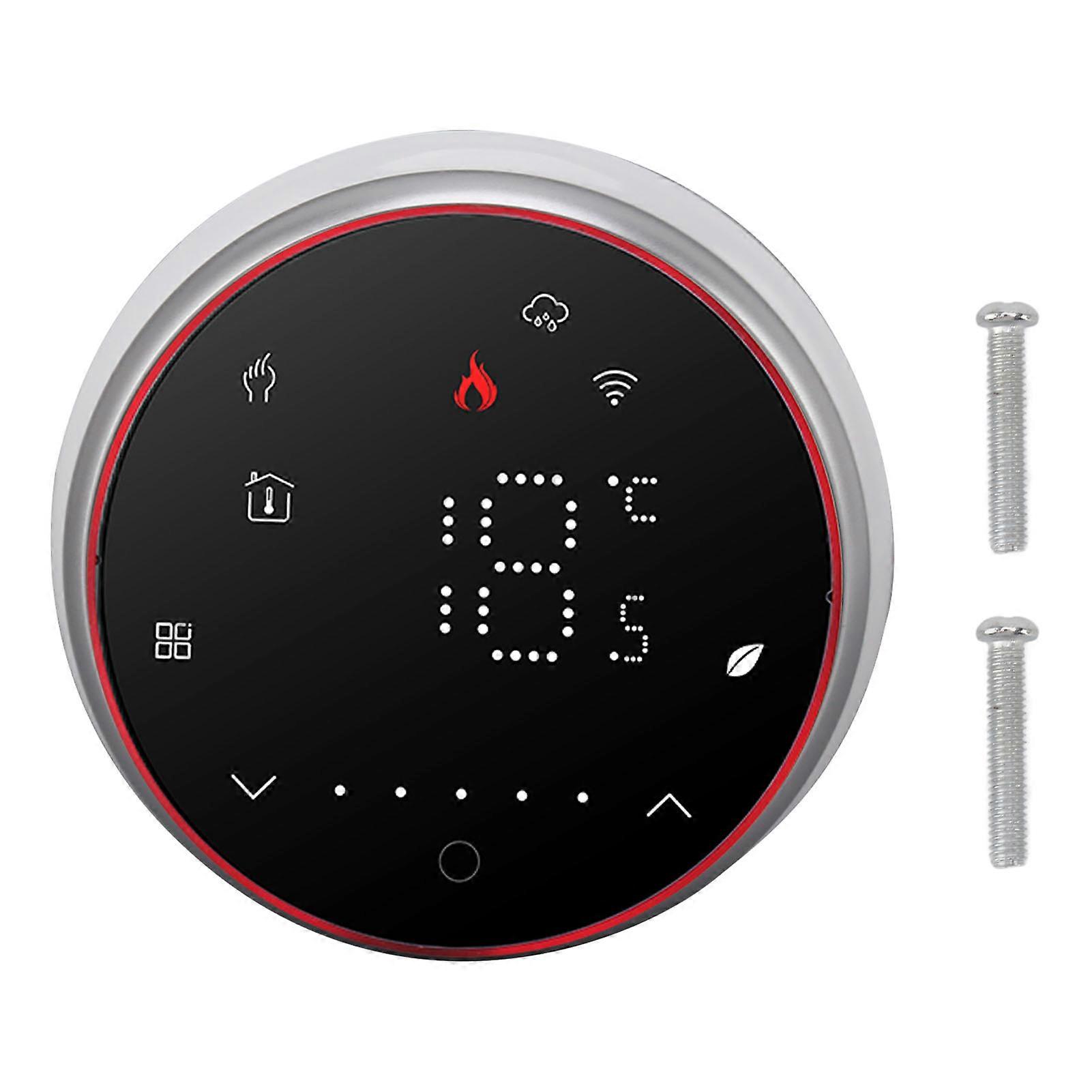 Wireless WiFi Smart Thermostat LED Display Voice APP Control AC95~240V Energy Saving Smart Round Thermostat for Boiler Heating Black