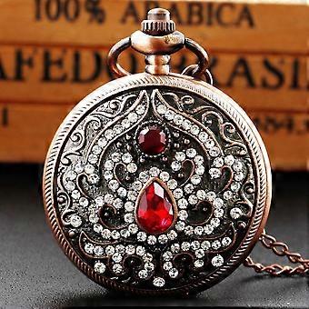 New Arrival Bronze Exquisite Hollow Dengin Women Vintage Quartz Pocket Watch Necklace Pendant Gifts For Women Or Man