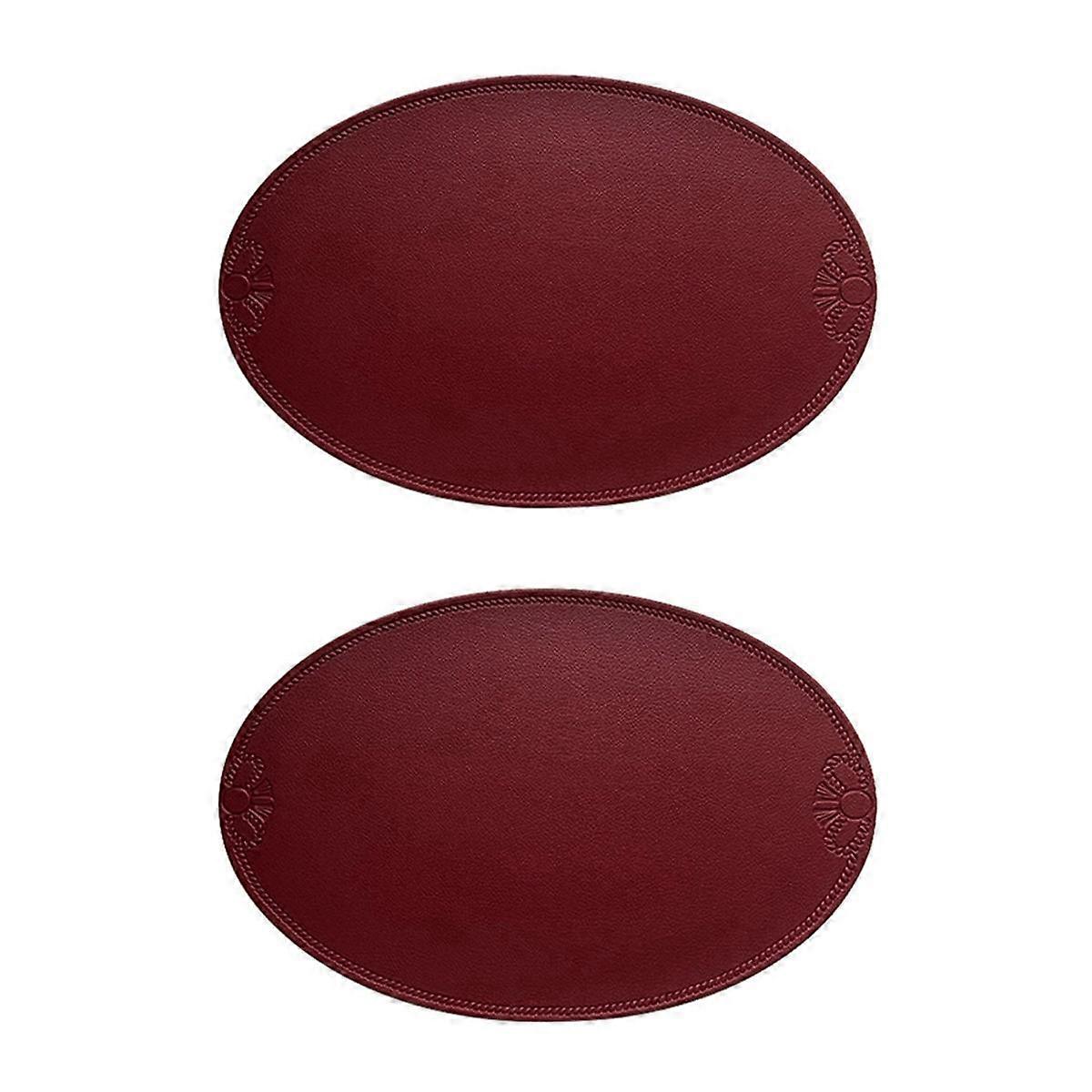 Retro Pu Placemat European French Style Oval Insulation Mat Ins Waterproof and Oil-Proof Western Dining Table Mat Home C