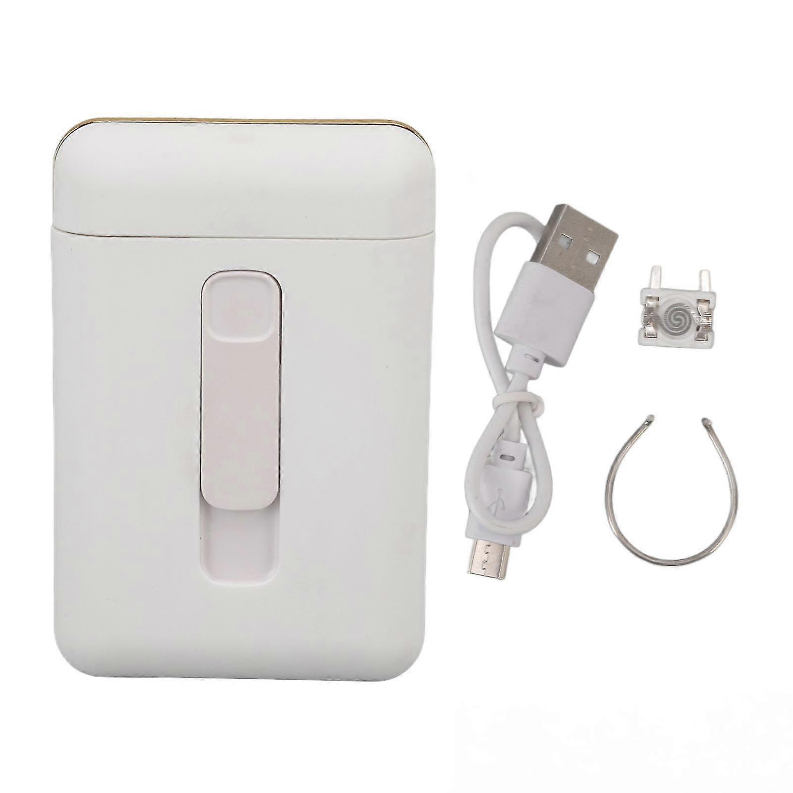 Portable Rechargeable Electric Lighter with 20 Thick Cigarette Case Box - White
