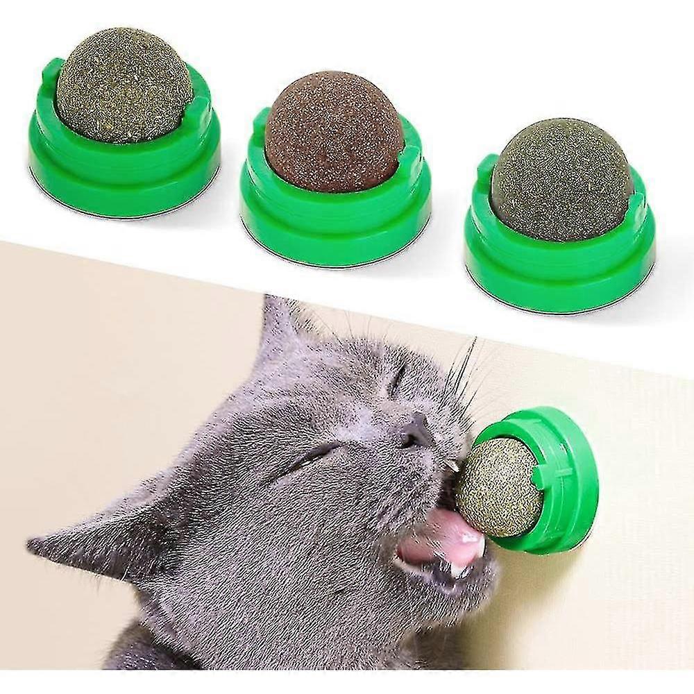 3 كرات النعناع البري ، ألعاب كيتي صالحة للأكل للقطط ، ألعاب مضغ القطط الصحية الآمنة ، لعبة تنظيف الأسنان للقطط ، جدار القط Tre BLV