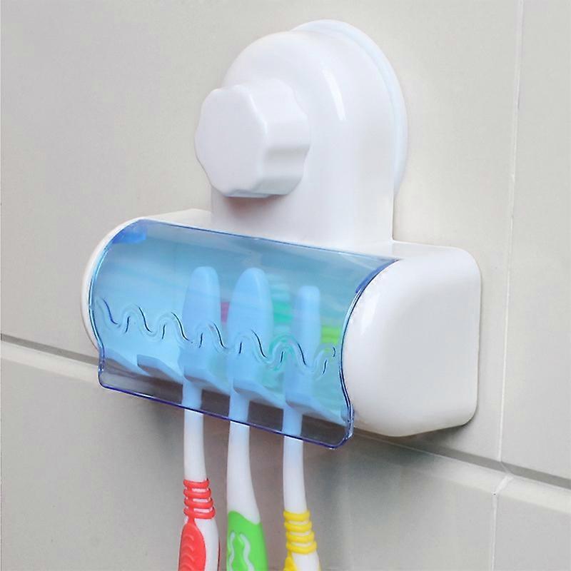 Magic Suction Cup Toothbrush Holder, Wall Mounted Bathroom Accessory Kit with Dust Cover, No Drilling and No Nailing Durable and S