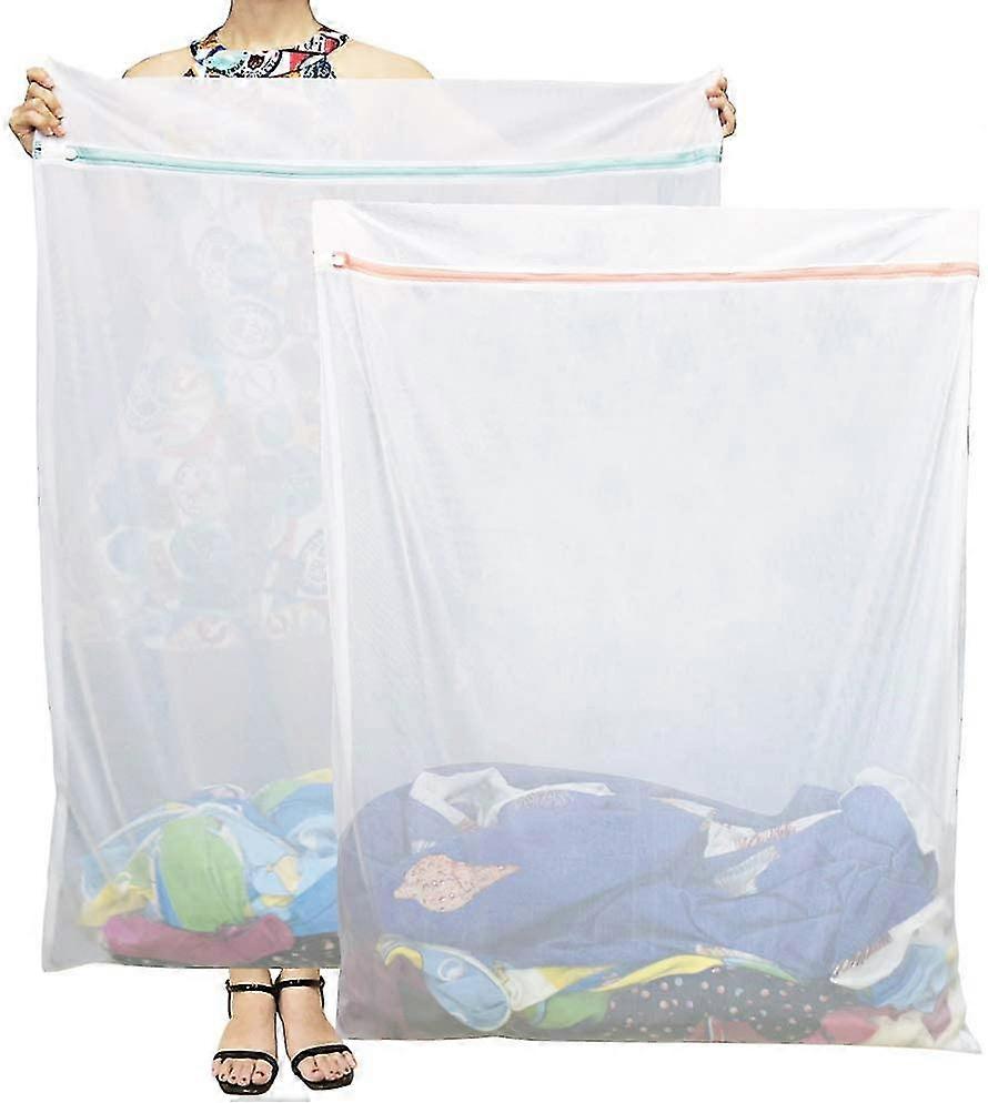 2Pcs Extra Large Mesh Laundry Bags, 43.3 In X 35.4 In Heavy Duty Net Washing