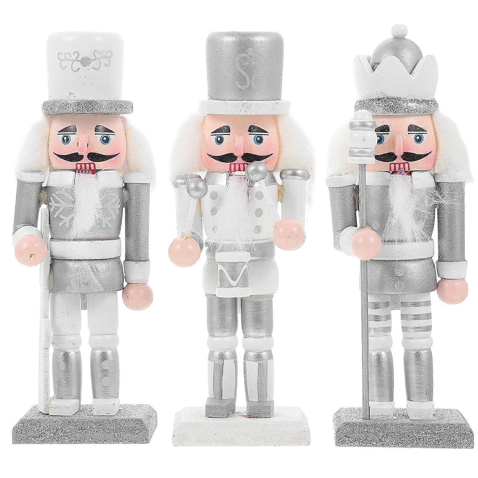 3 Pcs Decoracion Para Mesa De Navidad Desktop Nutcrackers Craft Christmas Nutcrackers Figures Wood Nutcracker