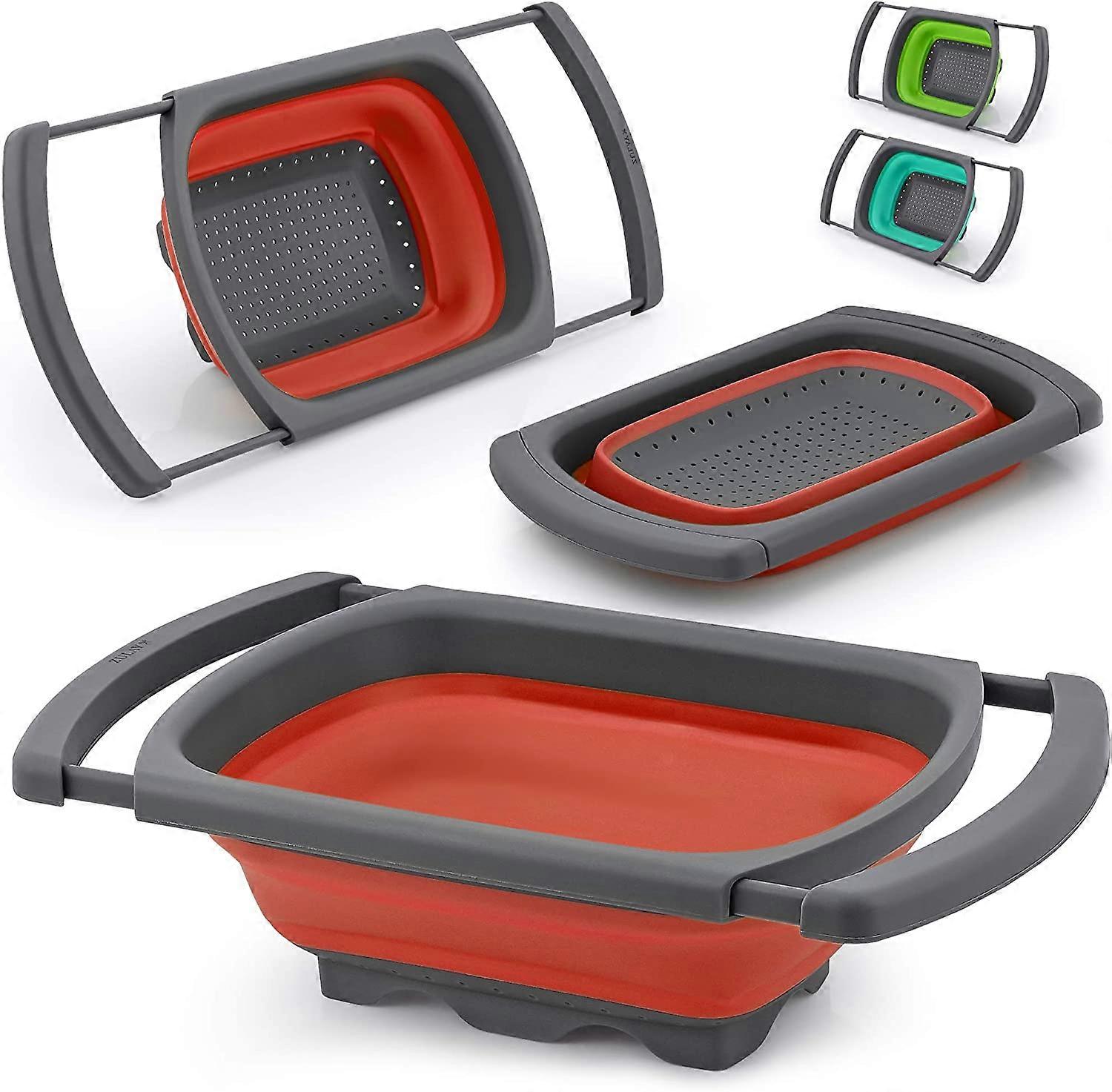 Collapsible Colander - Over The Sink Colander Strainer With Extendable Handles - Foldable Strainer