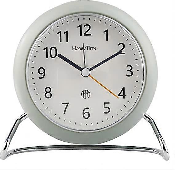 4 Inch Round Non-Ticking Alarm Clock, Battery Operated, Light Emitting Function, Super Silent Alarm Clock, Simple and Stylish Design for DeskBedroom