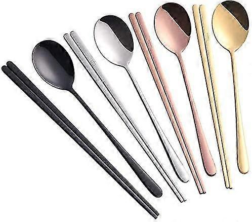 4 set di bacchette per cucchiaio: set di cucchiai chopstix coreani in acciaio inossidabile riutilizzabile a 4 colori per una cena versatile