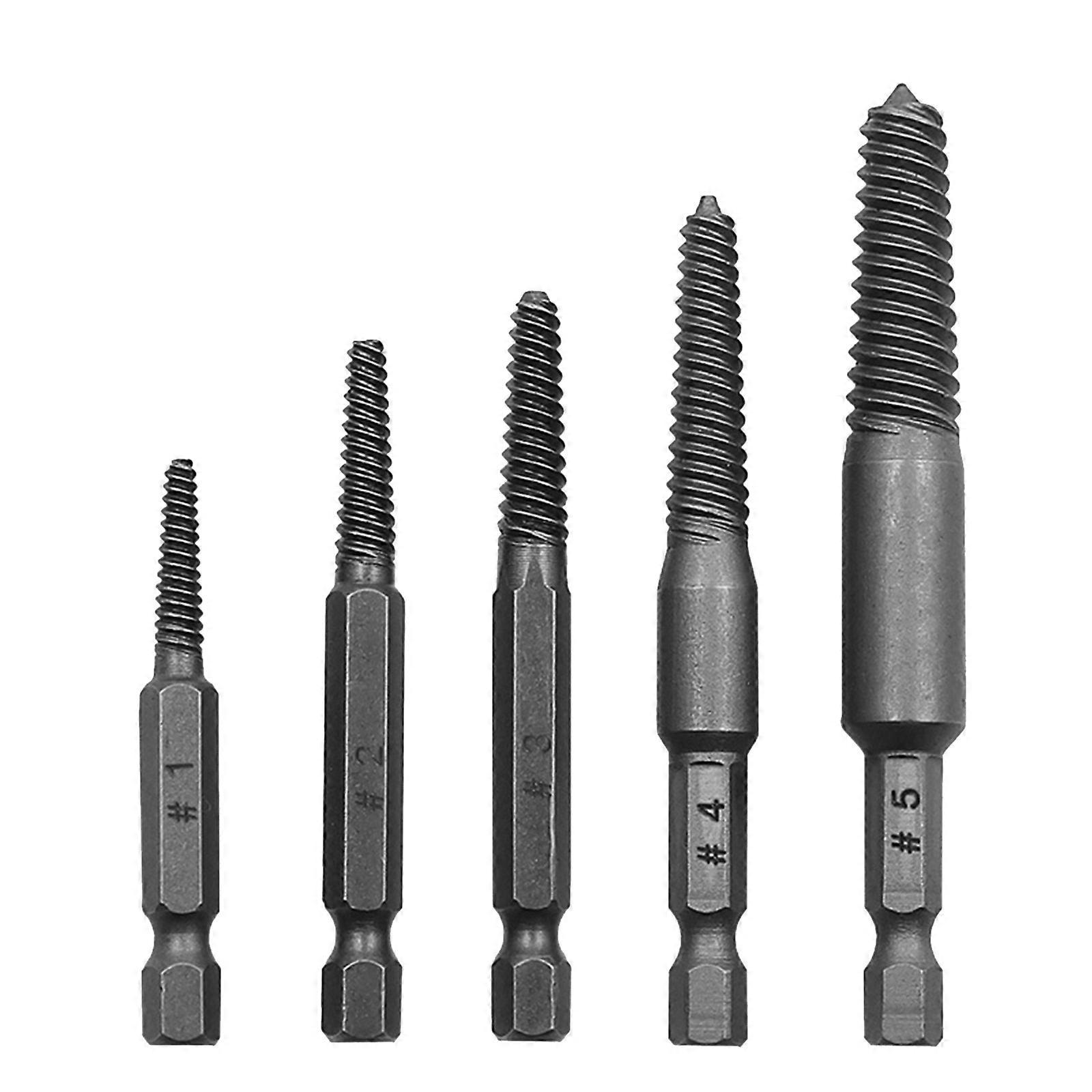 5 Pcs/Set Easy Out Bolt Extractor Set Hex Shank Broken Screwdriver Extractor