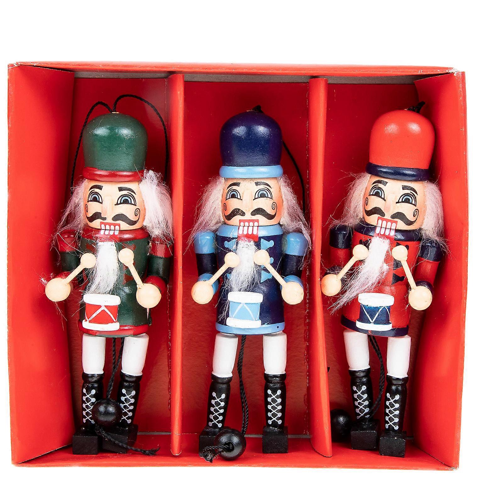 3 Pcs Table Top Decor Xmas Nutcracker Adornment Wooden Nutcracker Figurine Holiday Nutcrackers Soldier Nutcracker Figure