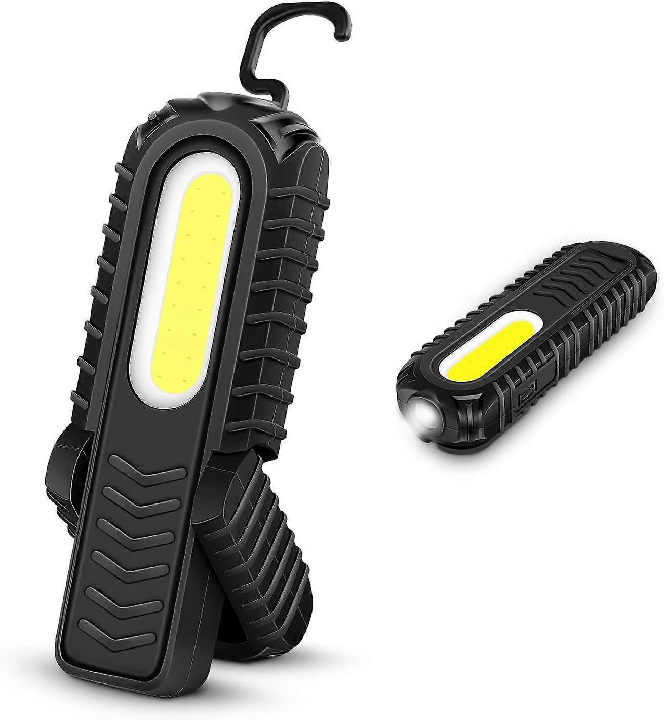 Rechargeable Led Work Light, Super Bright 5W 380 Lumens Cob Led Led Work Light And Top 3W Led Torch With Adjustable Stand, Hook And Magnetic Base