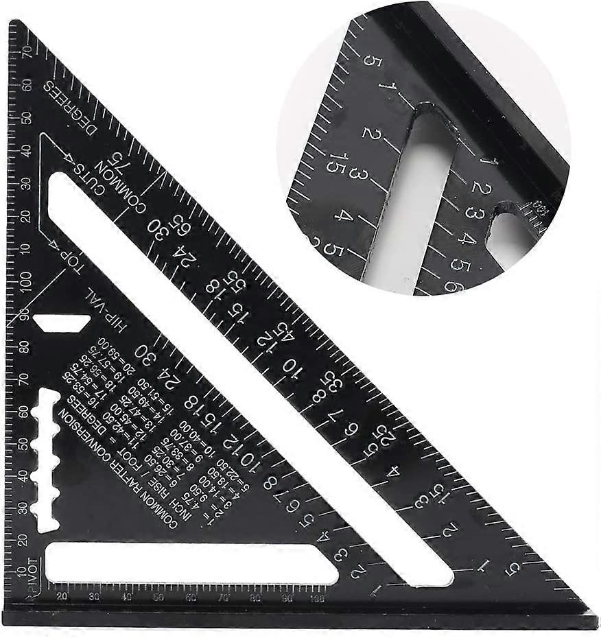 7 Inch Triangle Square Metric Angle Ruler Protractor 185x185x260mm Speed Square Aluminum Alloy Carpenter's Square Precision Carpenter's Square Multi A