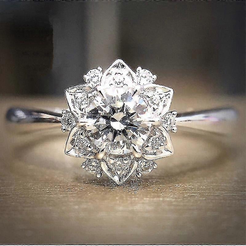 European And American Full Diamond Flower Set Simulated Diamond Ring - Luxurious Full Diamond Flower Set Simulated Diamond Ring