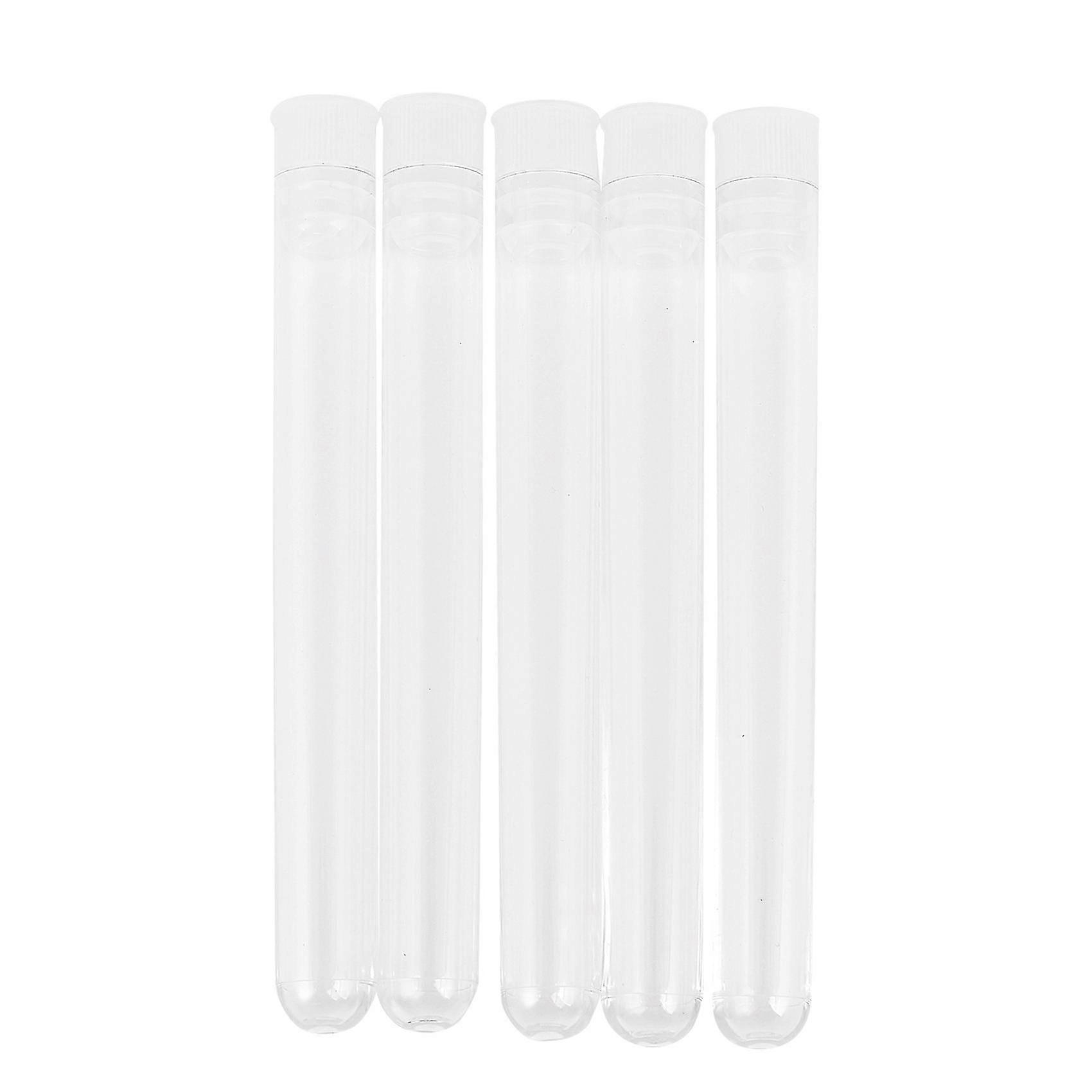 100pcs Clear Plastic Test Tube With Cap 12x100mm U-shaped Bottom Long Transparent Test Tube Lab Sup
