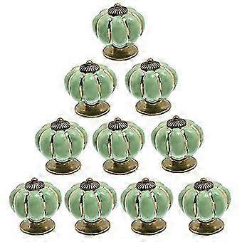 10pcs Ceramic Door Knobs Vintage Pumpkin,Green