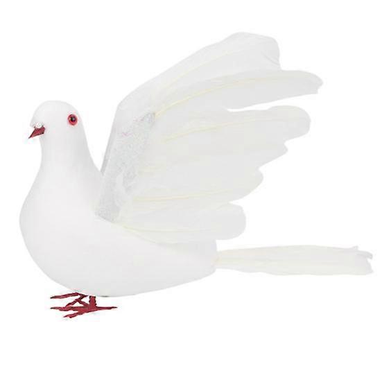 Simulation Foam Dove 3D Embedded Eyes Real Feather Attachment Spreading Wings Adorable Photograph Prop Peace Dove for Garden