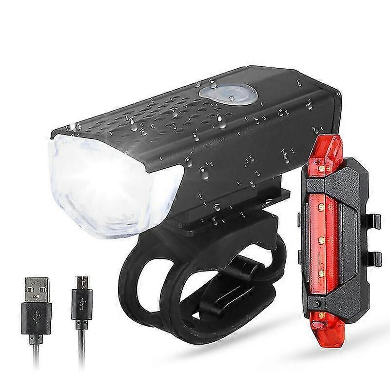 Bicycle Light Usb Led Rechargeable Set Mountain Cycle Front Back Headlight Lamp Flashlight