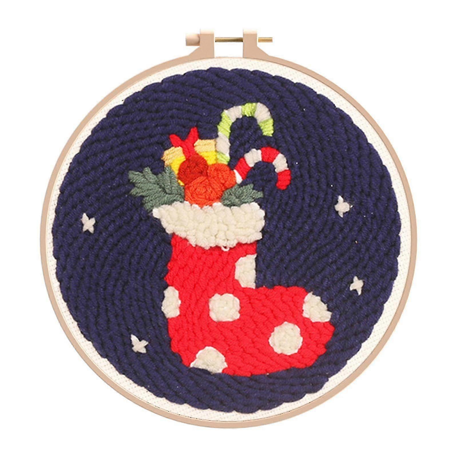 1 Set Christmas Drawing Craft Embroidery Kit Colorful Santa Claus Elk Snowman Christmas Tree Embroidery Craft Making Your Own Diy Painting Crafts Crea