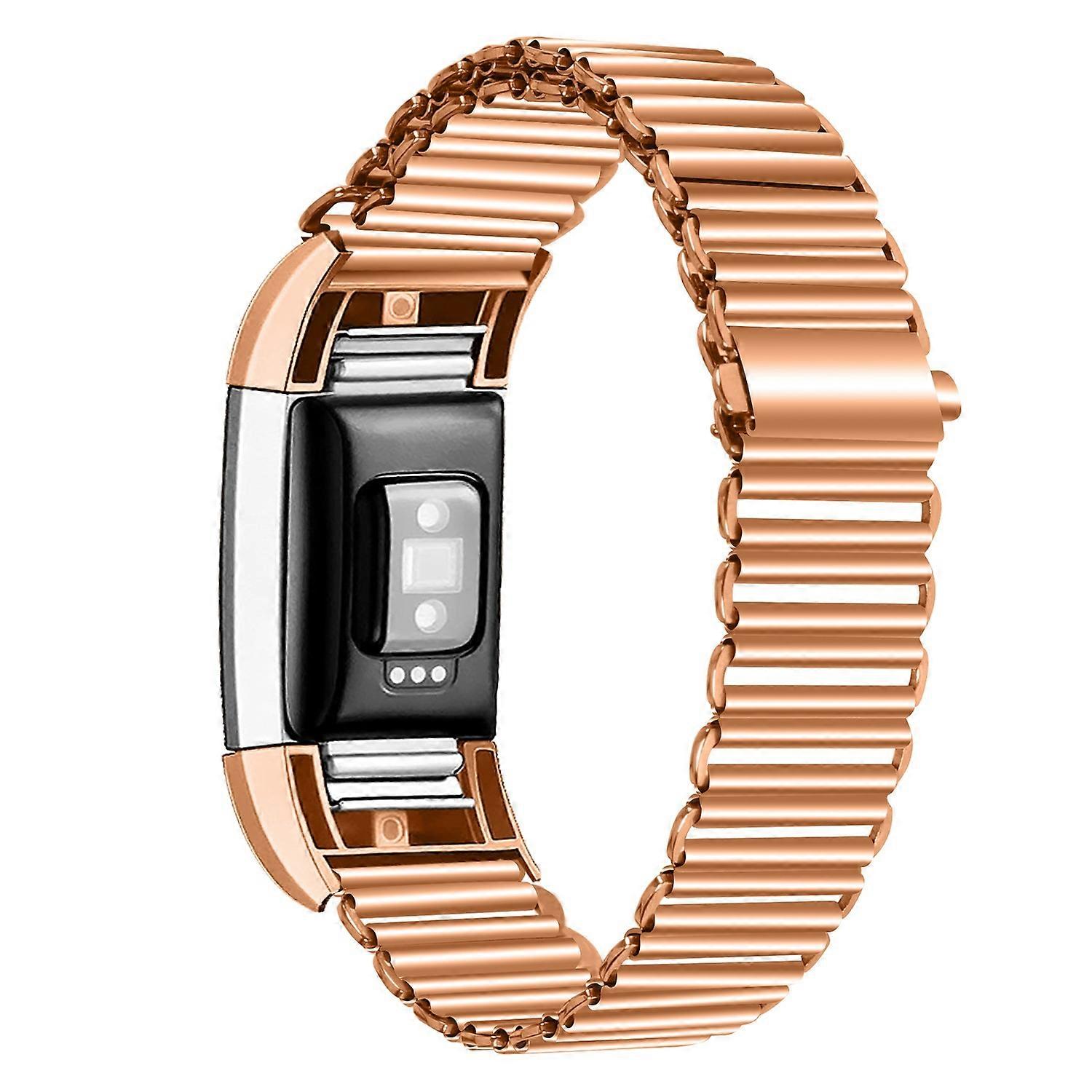 Type C For Fitbit Charge 2 Electroplating Color Easy Adjustment Stainless Steel Watch Strap