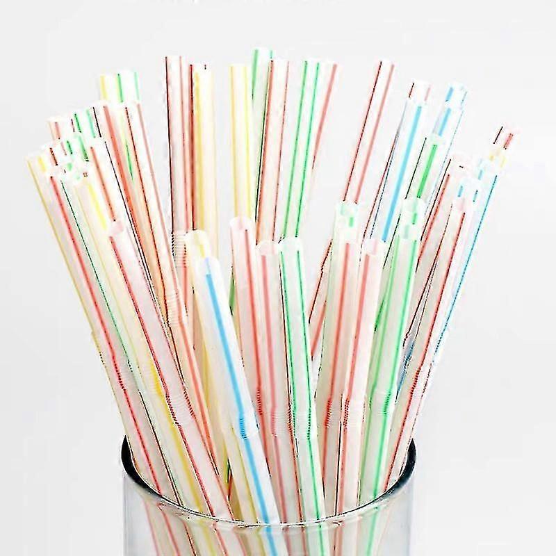 600pcs Flexible StrawsStriped Multicolor Straws