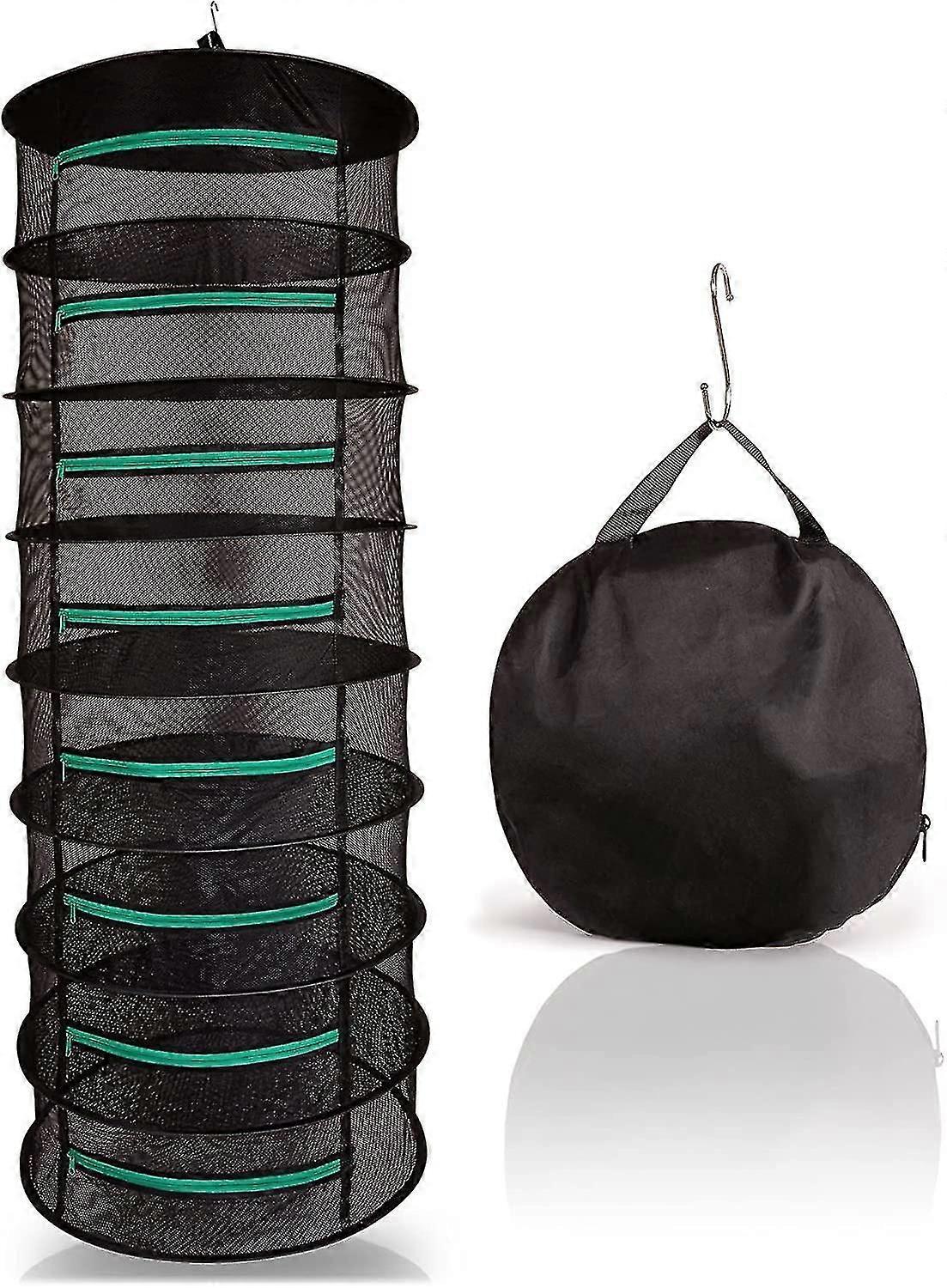 Auspicious-drying Net For Herbs, Plants, Clothes ( 60 Cm) | 8-layer Mesh Hanging Drying Rack, Storage Bag And S-hooks - Breathable + Durable