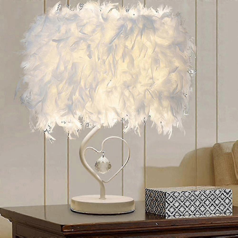 White Feather Table Lamp Night Bedside Light