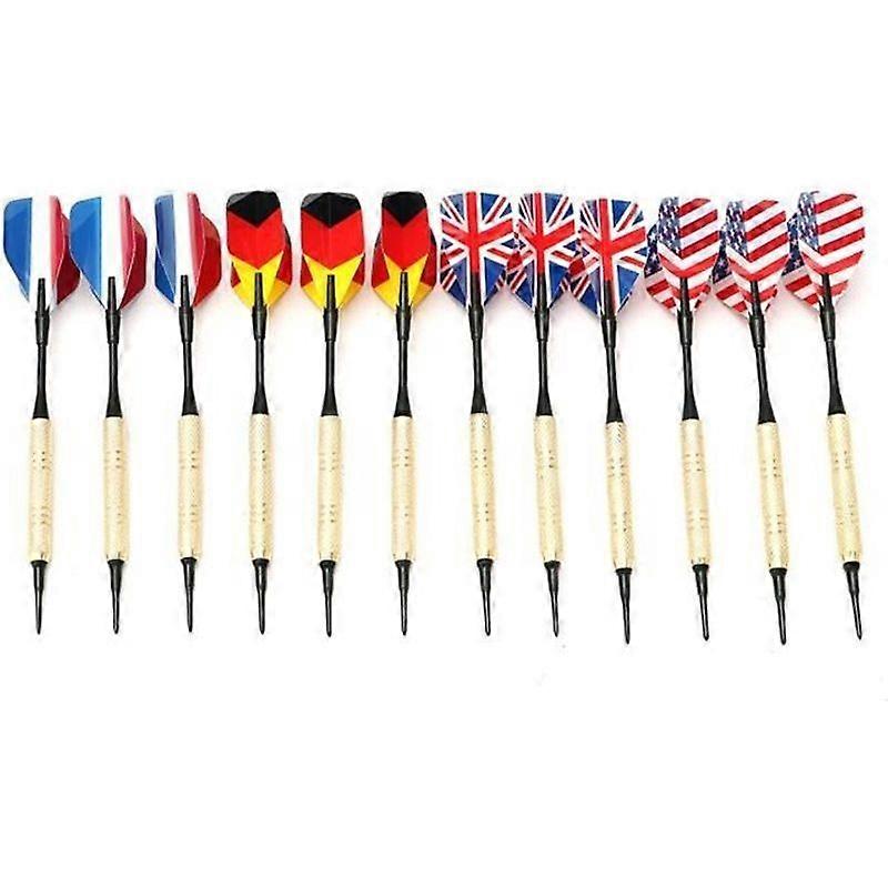 TEMPSA 12x Darts Copper Plating Dartboard Set in 4 Country National Flag