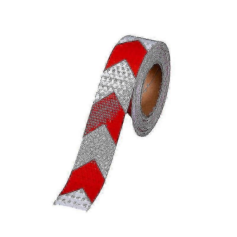 25mx5cm Reflective Warning Tape, Reflector Safety Tape For Arrow Orientation, Warning Sign, High Visibility, High Intensity, Arrow In Red And White -