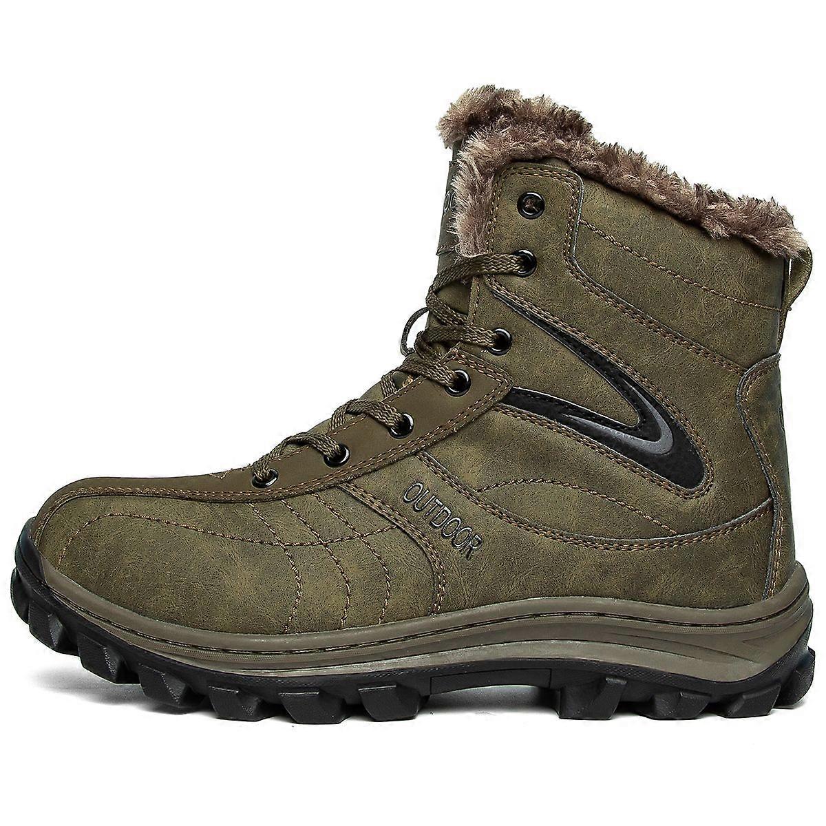 Men's Waterproof Hiking Boots Winter Outdoor Warm Fur Lined Snow Boots Backpacking Working Boots