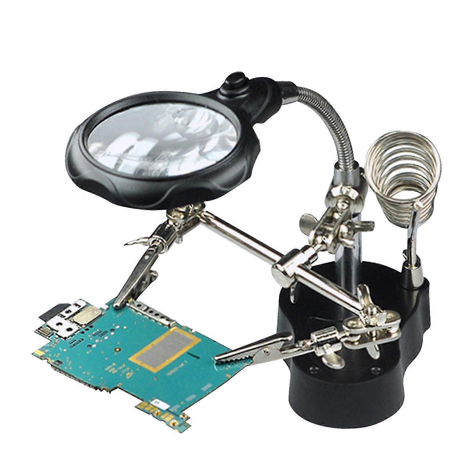 3.5x 12x Desktop Magnifier Led Light Helping Hands Table Magnifier