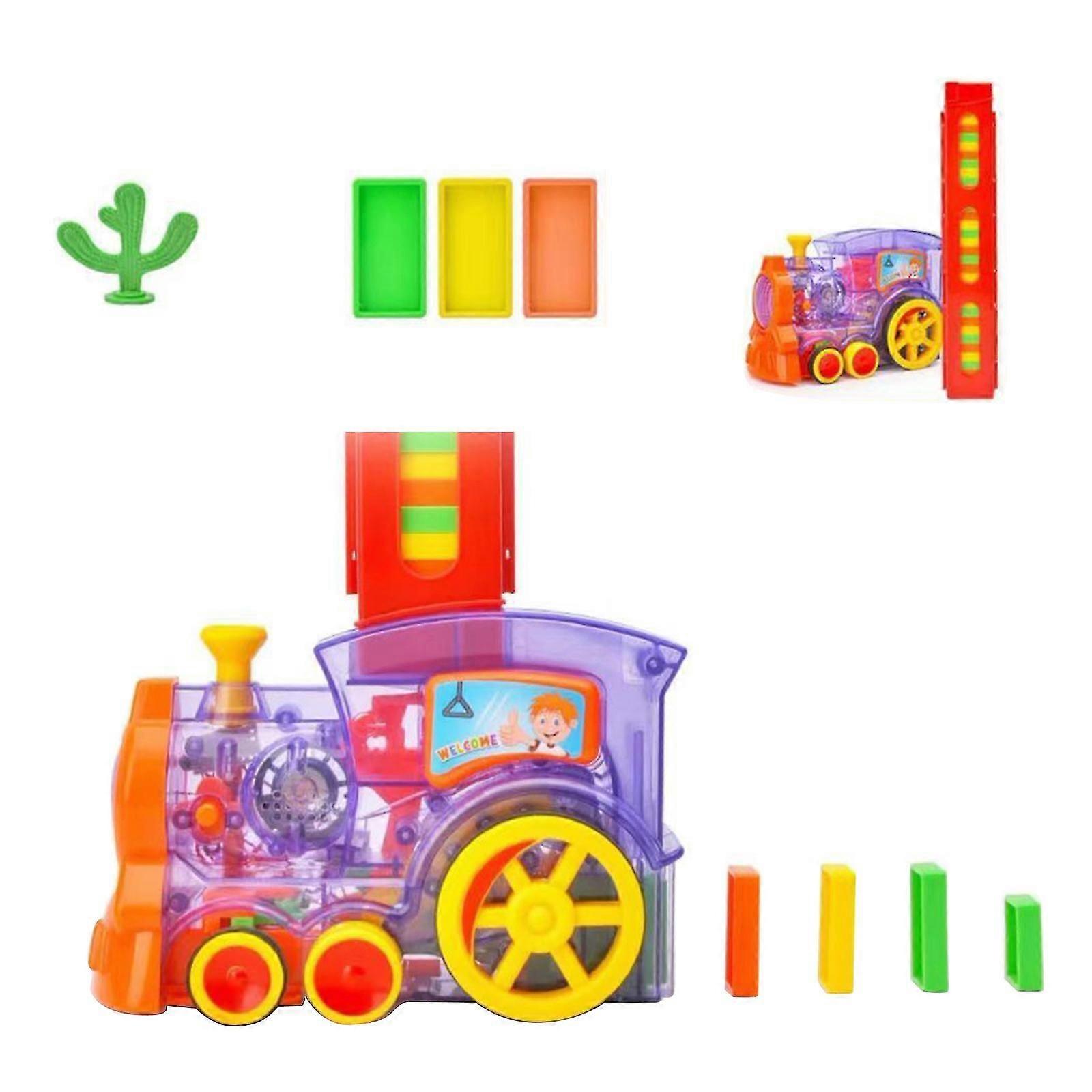 Domino Train Toy - 60/80/100 stk, Oppgrader Elektrisk Train Domino Set For Kids Gutter og jenter