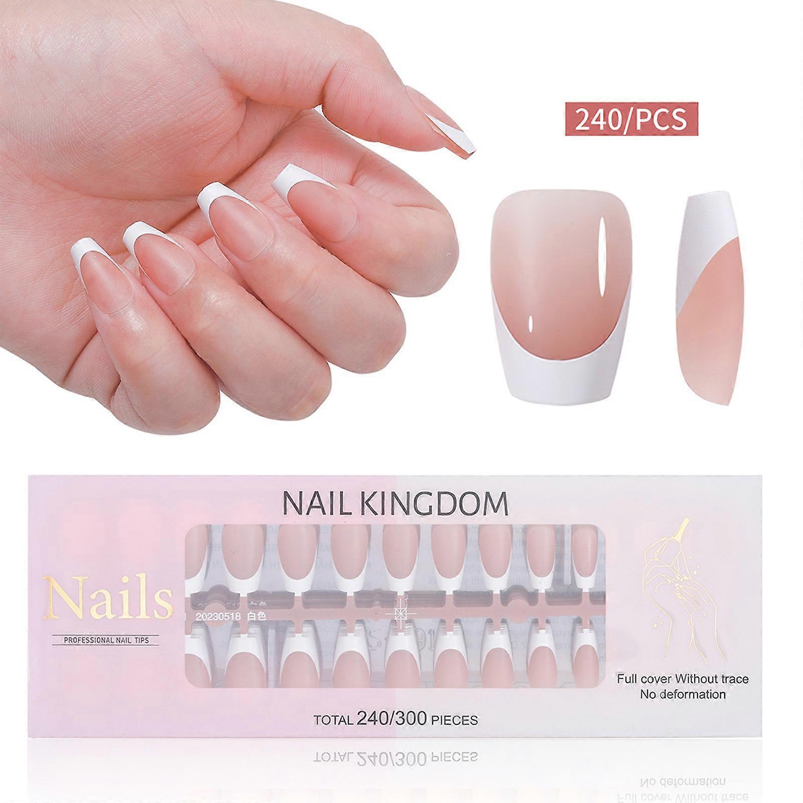 Lot De 240 Faux Ongles French Manucure - Type Gel Brillant, Rose, MWOOT