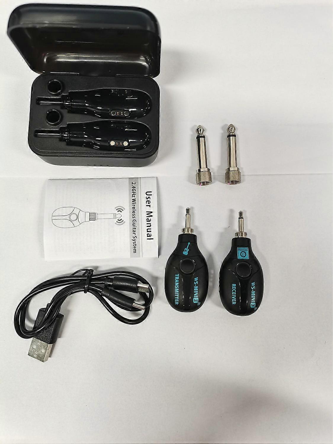 2.4G Wireless Guitar System Transmitter Receiver Set with Charging Compartment Audio System 4 Channe