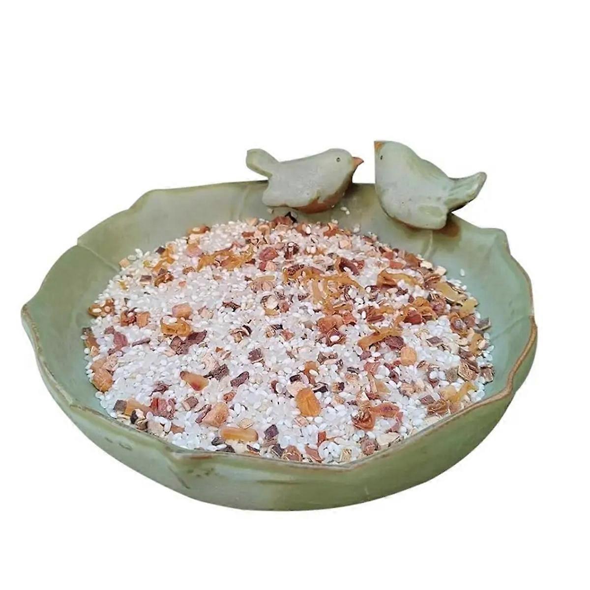 Ceramic Bird Bath Bowl Multifunctional Parrot Feeder 10 Inch