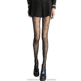 Frauen Lolita Sexy Durchsichtige Strumpfhose Süße Schleife Jacquard Print Strumpfhose Strümpfe Weiß