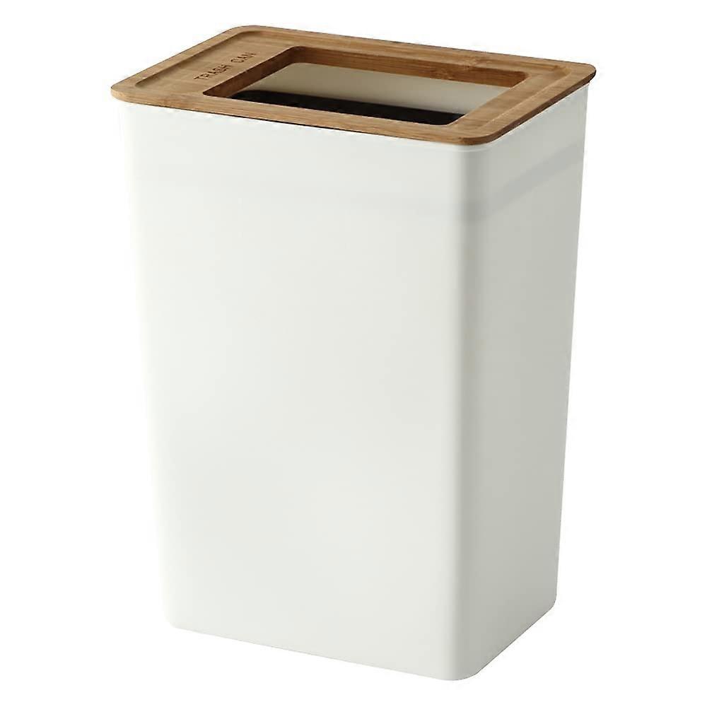 Package Slim Rectangular Modern White Open Top Trash Can for Bathroom Large Compact 1.85 Gallon / 7 Liter