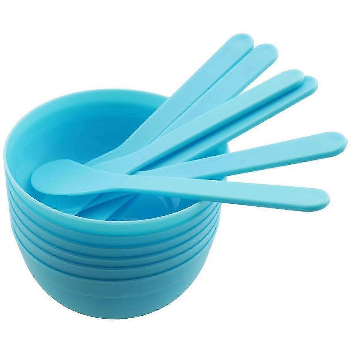 6-Piece Blue DIY Mixing Bowl Set with Spatulas PP Plastic Reusable for Slime Crafting