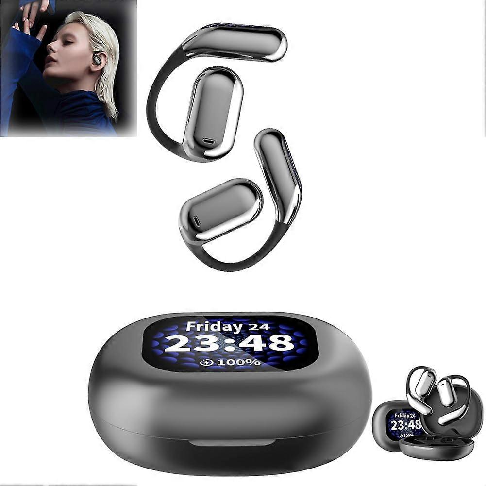 Earbuds Open-Ear True Wireless Bluetooth 5.4 With Screen Display Black