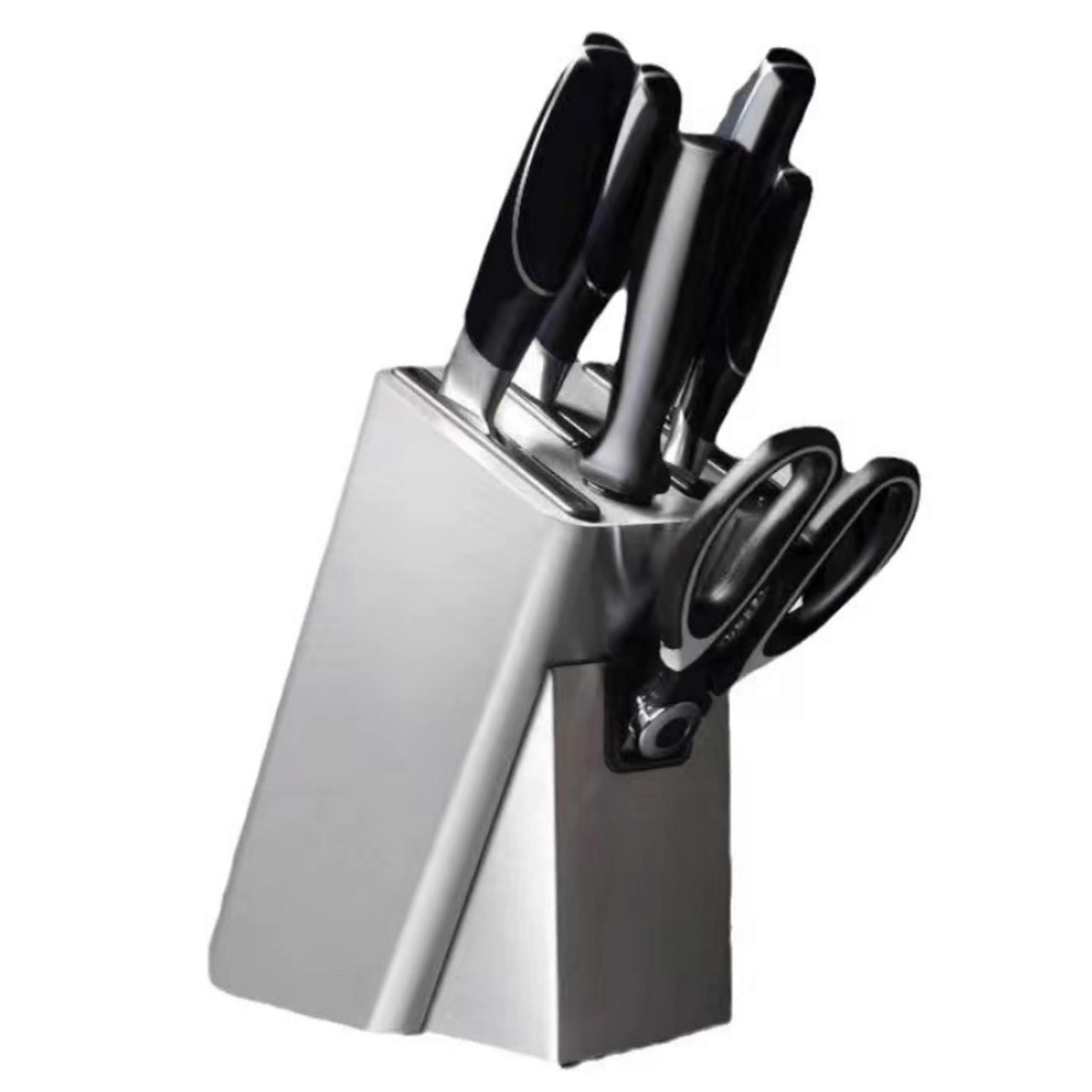 Stainless Steel Knife Holder - Knife Block - Kitchen Organizer for Chef , Slicing, Scissors - Space-Saving Knife Storage for Countertops