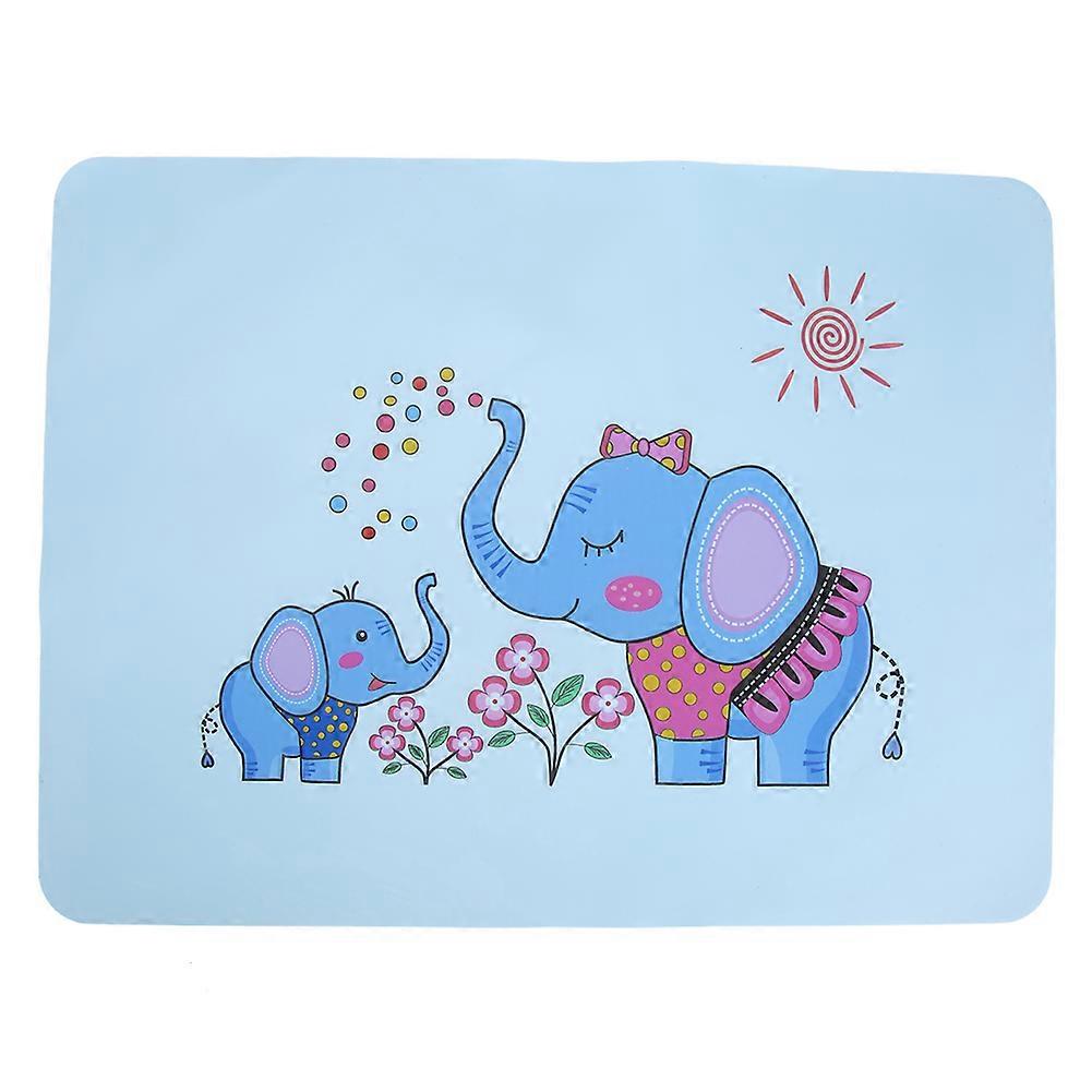 Set de table antidérapant en silicone avec motif animal mignon pour enfants (éléphant bleu 100 g/3,5 oz)