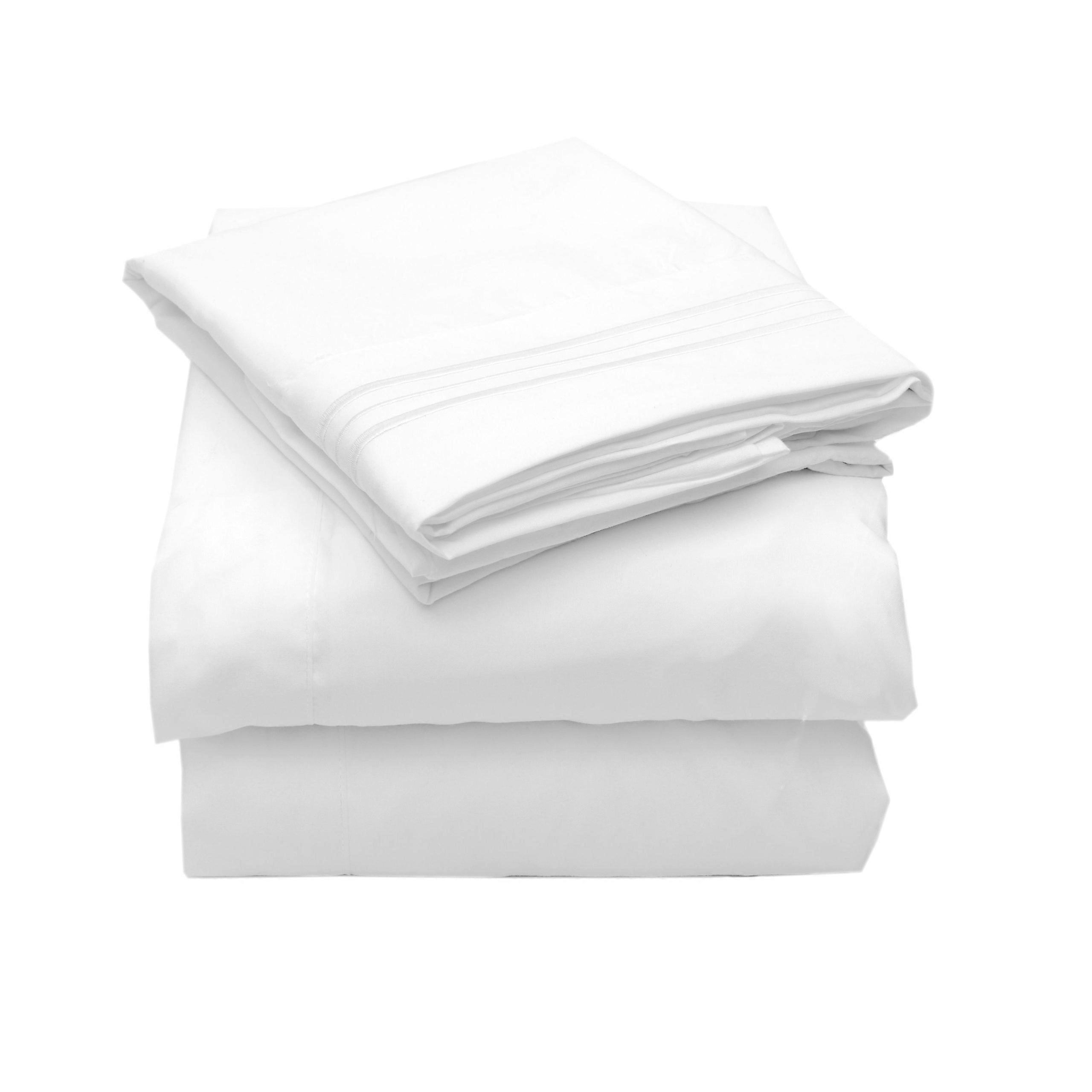Piece 2000 12 Color Collection Corn Deep Quality Pocket Sheet Set, Full, White